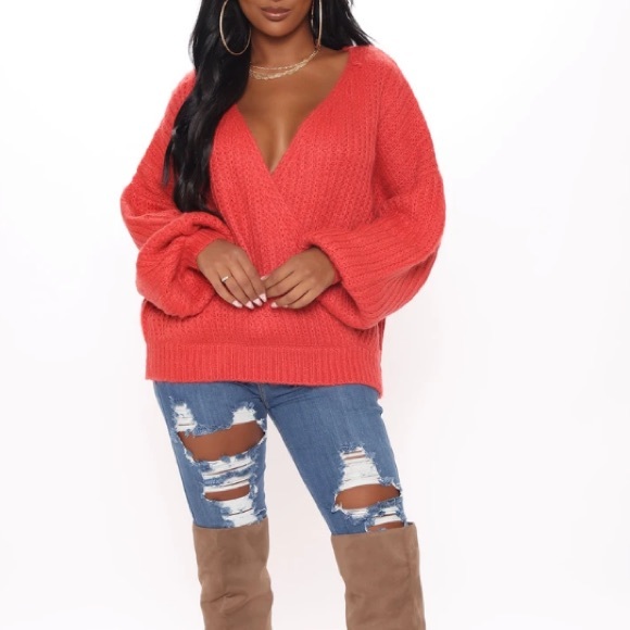 NEW Fashion Nova waiting For You Surplice Sweater - Picture 3 of 9